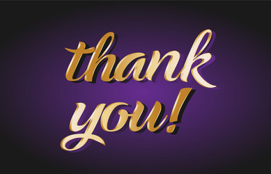 Thank You Gold Text Banner Vector Image