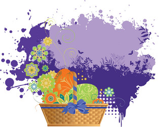 Easter Floral Basket Vector Image