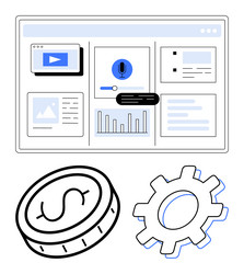 interactive dashboard with graphs widgets vector image