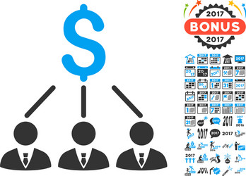 Shareholders icon with 2017 year bonus pictograms vector