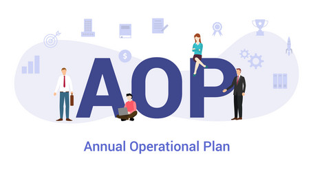 Aop annual operational plan concept with big word vector