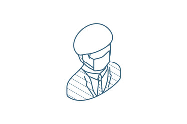 doctor in mask and uniform isometric icon 3d line vector