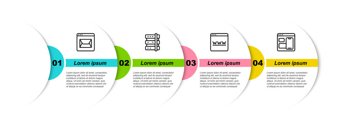 Set line website and mail server browser window vector