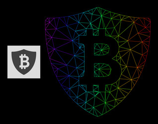 spectral gradiented polygonal net bitcoin vector image