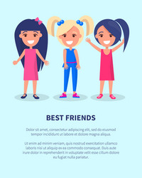 Best friends three girls poster of active females vector