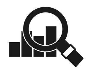 Black and white sales dynamic analysis icon vector