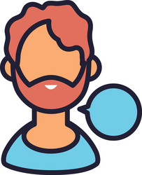 man with speech bubble line and fill style icon vector image