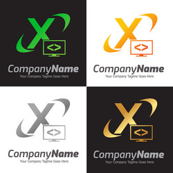 programming code and computer monitor logo vector image