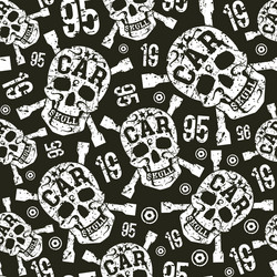 Seamless pattern with image of skull vector