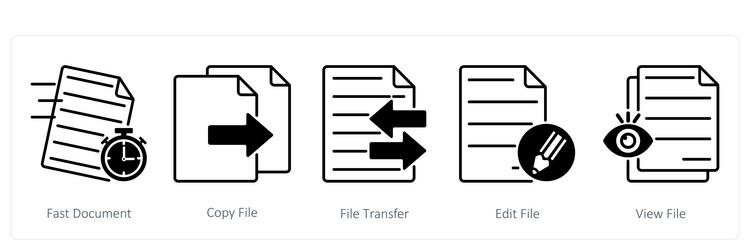 a set of 5 files icons as fast document copy file vector image