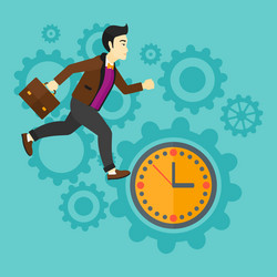 running man on clock background vector image