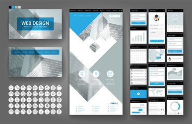 website design template and interface elements vector image