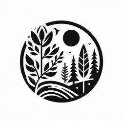 Dark Forest Silhouette Emblem Vector Image