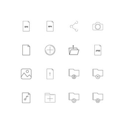 files and folders sign linear thin icons set vector image