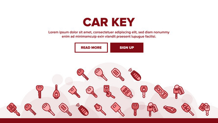 Car key equipment landing header vector