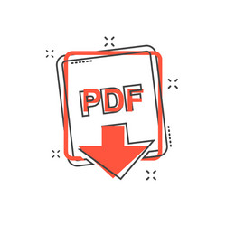 Cartoon pdf file icon in comic style download vector