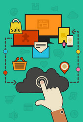 Cloud Synchronization and Data Sharing vector image