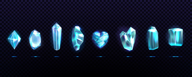 crystal gems shiny game ice different forms vector image