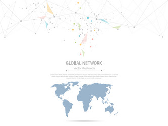 global network connection with world map vector
