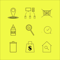 web linear icon set simple outline icons vector image