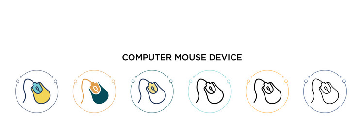 Computer mouse device icon in filled thin line vector