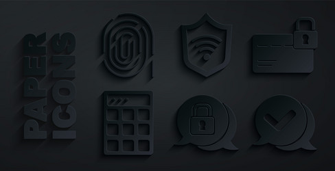 set cyber security credit card with lock vector image