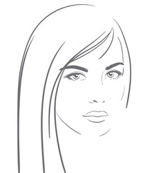 Young woman face with long blond hair vector