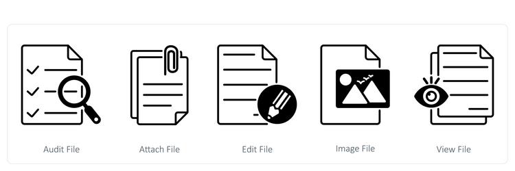 a set of 5 files icons as audit file attach vector image