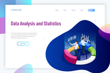 Isometric web banner data analysis and statistics vector