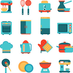 Kitchen appliances icons set vector