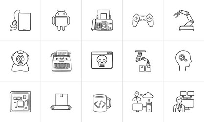 Technology and machines hand drawn outline doodle Vector Image