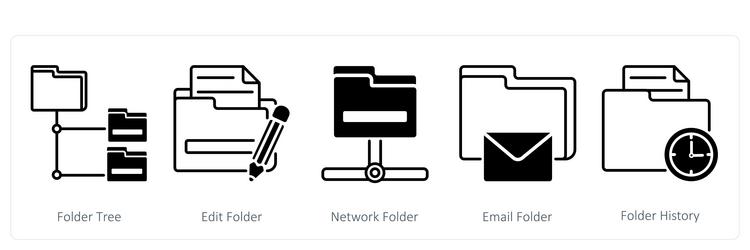 a set of 5 files icons as folder tree edit vector image