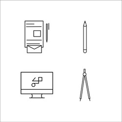design and studio simple linear icon setsimple vector image