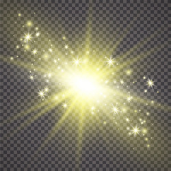 Glow light effect starburst with sparkles vector