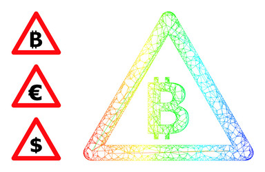 rainbow gradient irregular mesh bitcoin warning vector image