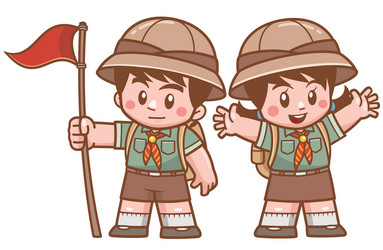 Three kids in scout uniform Royalty Free Vector Image