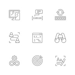set line icons of devops vector image