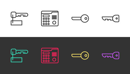 set line marked key house intercom system vector image
