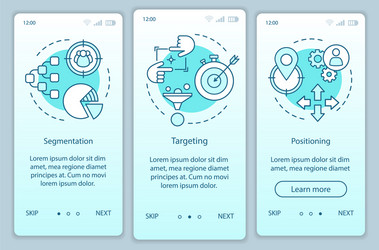 Stp turquoise gradient onboarding mobile app page vector
