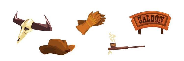 wild west authentic object and symbol set vector image