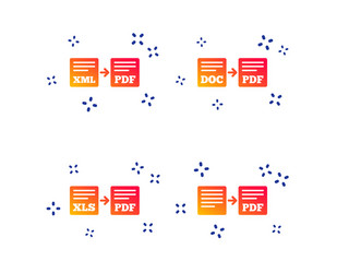 export file signs convert doc to pdf symbols vector image