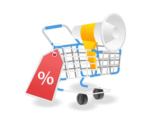 Flat 3d isometric concept of shopping discount vector