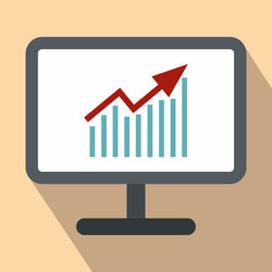 Graph on the computer monitor flat icon vector