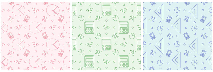 set of pi day seamless pattern design vector image