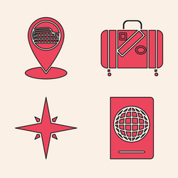 set passport with biometric data map pointer vector image