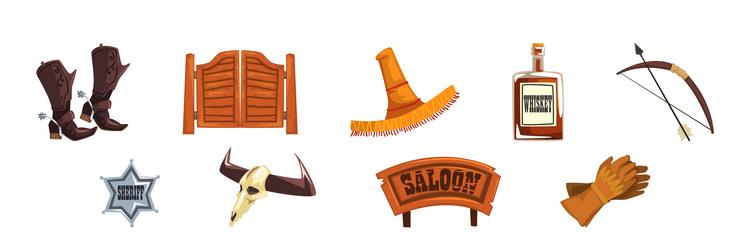 wild west authentic object and symbol set vector image