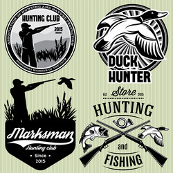 Duck Hunting Emblem Set Vector Image