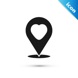 grey map pointer with heart icon isolated on white vector image