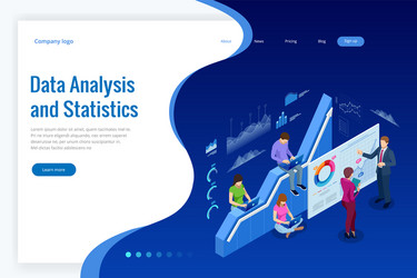 isometric web banner data analysis and statistics vector image