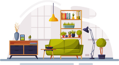 Modern room interior design cozy apartments Vector Image